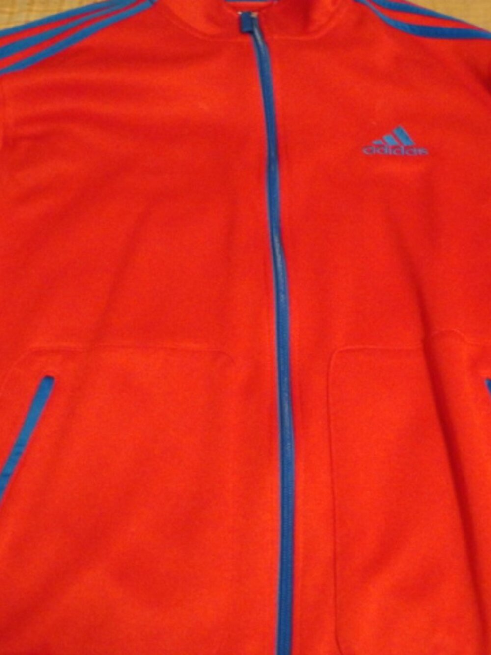 Adidas Track Jacket Red Blue Striped Size Large